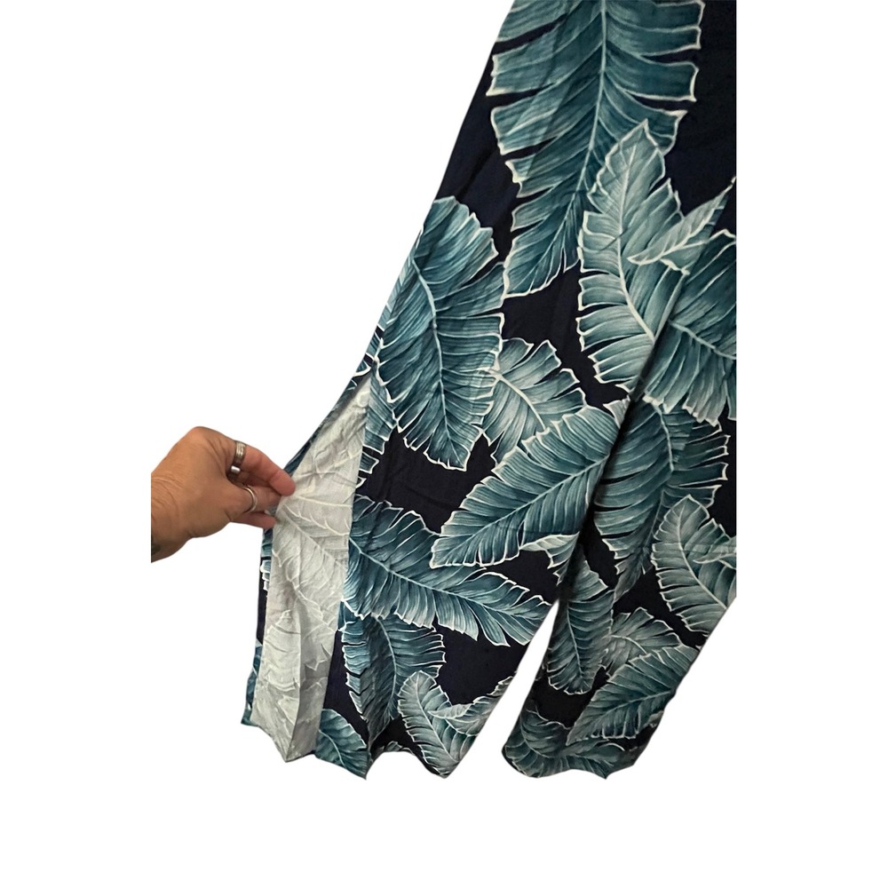 Hawaiian Wide Leg Palazzo Pants Blue Tropical Small - Picture 4 of 7